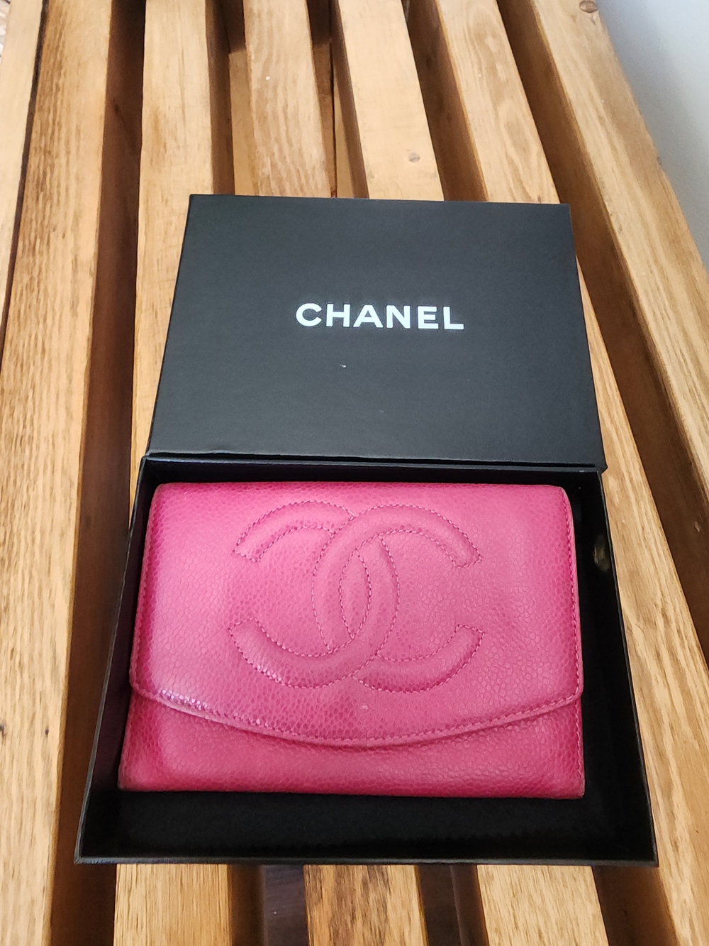 CHANEL Pink Quilted Leather Wallet